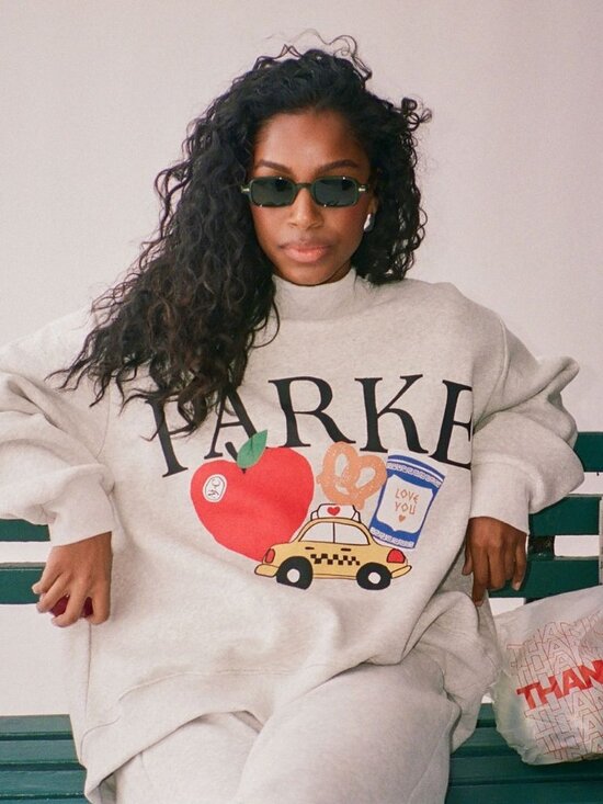 Parke Tops - Parke NYC Graphic Fleece Mockneck - Gray - Size L/XL